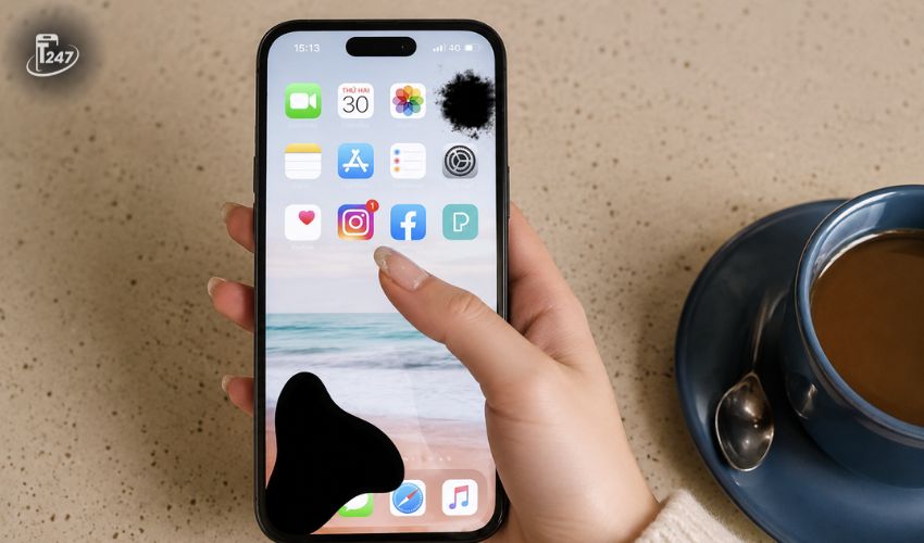 Bạn có thể dễ dàng nhận diện tình trạng chảy mực qua các đốm đen, vệt màu loang lổ trên màn hình | Táo 247