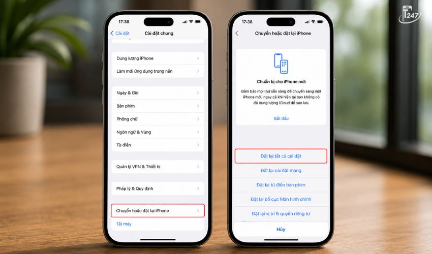 Khôi phục cài đặt gốc giúp đưa tất cả thiết lập về mặc định mà không mất dữ liệu | Táo 247