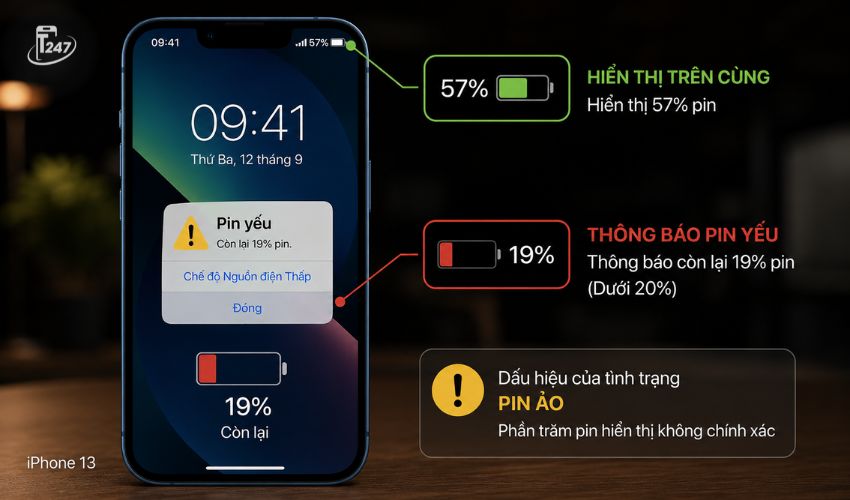 Tình trạng iPhone 13 báo pin ảo | Táo 247