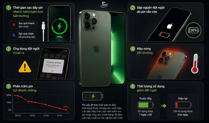 Dấu hiệu nhận biết iPhone 13 hao pin nhanh | Táo 247