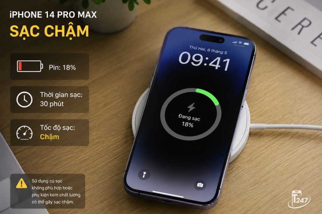 iPhone 14 Pro Max sạc chậm bất thường | Táo 247