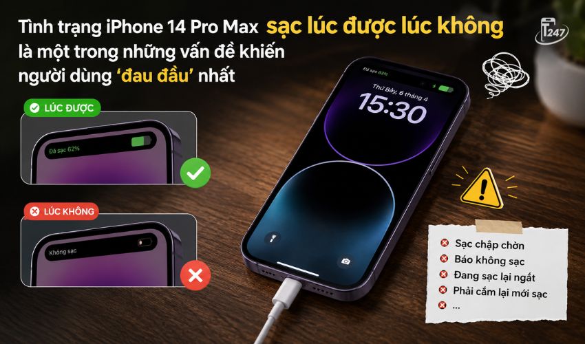 iPhone 14 Pro Max sạc lúc được lúc không, biểu tượng sạc nhấp nháy| Táo 247