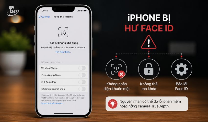 Các dấu hiệu cho thấy iPhone bị mất Face ID | Táo 247
