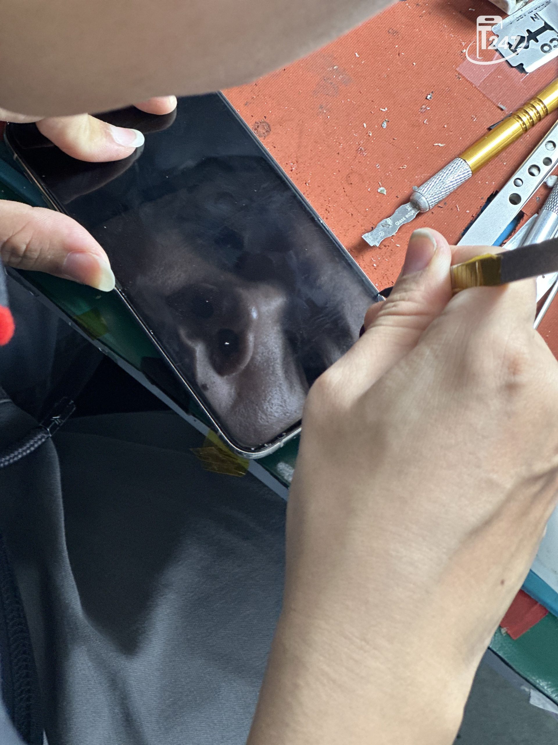 Quy trình sửa chữa iPhone 13 Pro Max bị xanh màn hình được thực hiện minh bạch | Táo 247