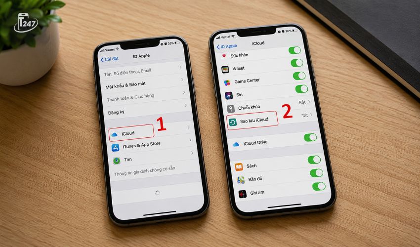 Sao lưu dữ liệu iPhone lên iCloud hoặc máy tính trước khi thay pin | Táo 247